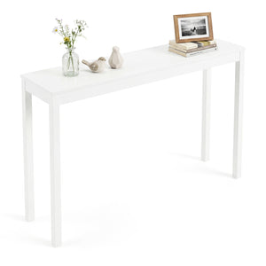 Wooden Console Table Modern Farmhouse Sofa Table with Thickened Top-White view 4