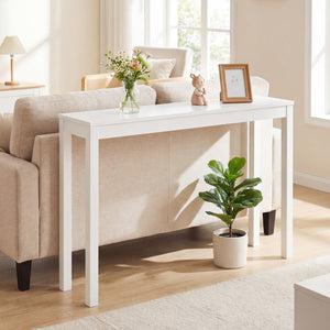 Wooden Console Table Modern Farmhouse Sofa Table with Thickened Top-White view 6