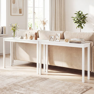 Wooden Console Table Modern Farmhouse Sofa Table with Thickened Top-White view 7