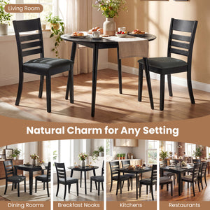 Wooden Dining Chairs Set of 4 Upholstered Kitchen Chairs with Rubber Wood Frame-Black view 9
