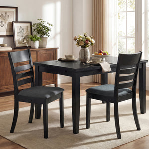 Wooden Dining Chairs Set of 2 Upholstered Kitchen Chairs with Rubber Wood Frame-Black view 3