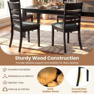 Wooden Dining Chairs Set of 2 Upholstered Kitchen Chairs with Rubber Wood Frame-Black view 7