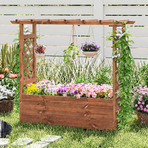 Wooden Elevated Planter Raised Garden Bed with Hanging Roof-Orange view 2