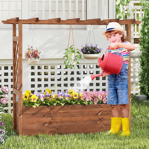 Wooden Elevated Planter Raised Garden Bed with Hanging Roof-Orange view 3