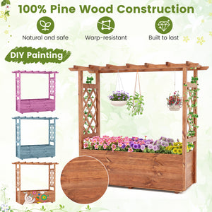 Wooden Elevated Planter Raised Garden Bed with Hanging Roof-Orange view 7