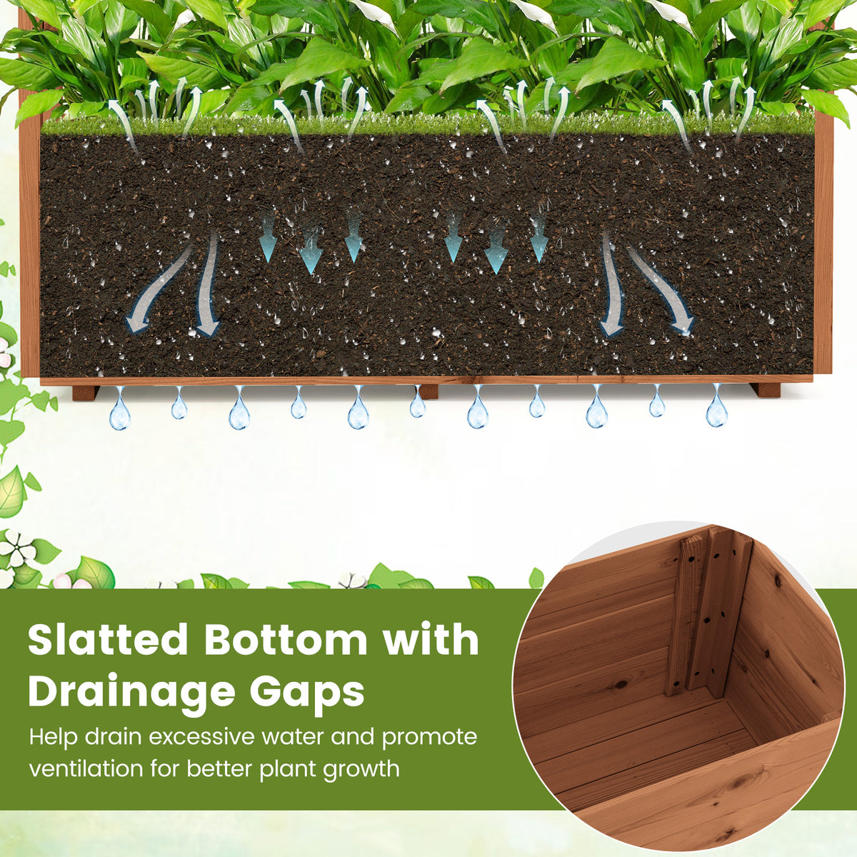 Wooden Elevated Planter Raised Garden Bed with Hanging Roof-Orange view 8