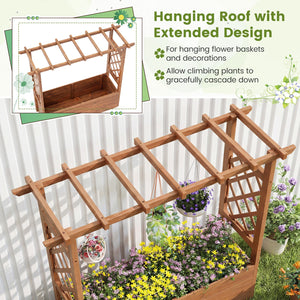 Wooden Elevated Planter Raised Garden Bed with Hanging Roof-Orange view 9