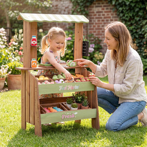 Wooden Grocery Store with Chalkboard and Accessories Montessori Toy for 3+ Kids view 3