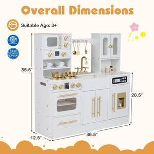 Wooden Kids Kitchen Playset with Realistic Lights and Sounds-White view 5
