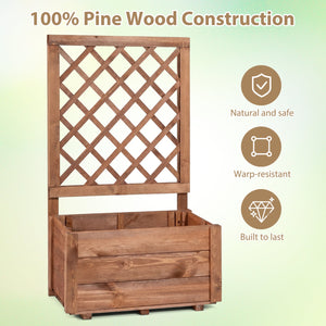 Wooden Raised Garden Bed with Lattice Trellis Drainage Holes-Orange view 6