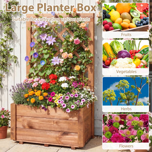 Wooden Raised Garden Bed with Lattice Trellis Drainage Holes-Orange view 8