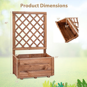 Wooden Raised Garden Bed with Lattice Trellis Drainage Holes-Orange view 4