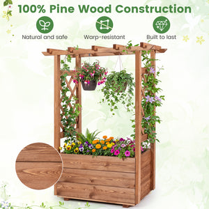 Wooden Raised Garden Bed Elevated Planter Box with Hanging Roof-Orange view 7