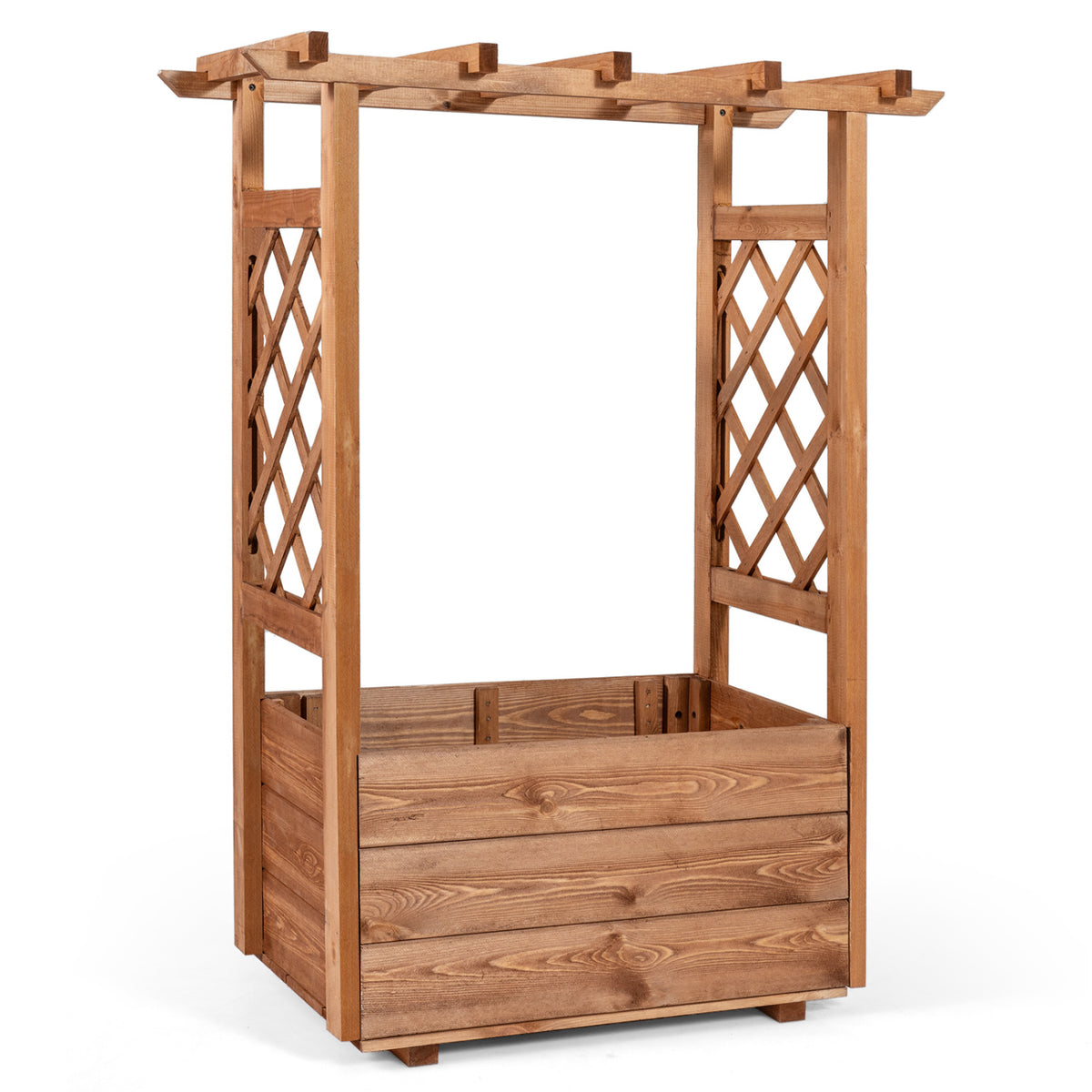 Wooden Raised Garden Bed Elevated Planter Box with Hanging Roof-Orange view 4