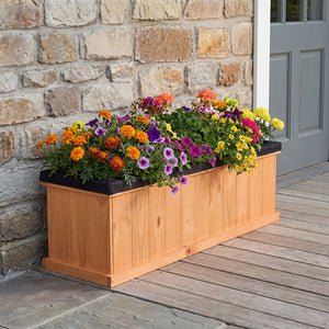 Wooden Raised Garden Bed with Drainage Holes and Liner Solid Fir Wood Planter Box-XL view 2