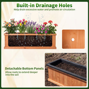 Wooden Raised Garden Bed with Drainage Holes and Liner Solid Fir Wood Planter Box-XL view 8