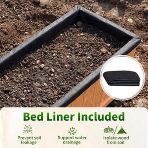 Wooden Raised Garden Bed with Drainage Holes and Liner Solid Fir Wood Planter Box-XL view 9