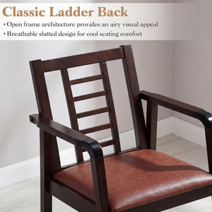 Wooden Rocking Chair with Upholstered Seat and Ladder Back for Living Room-Brown view 7