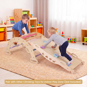 Wooden Rocking Climbing Arch with Cushion 3-in-1 Montessori Kids Climber Rocker-Multicolor view 3