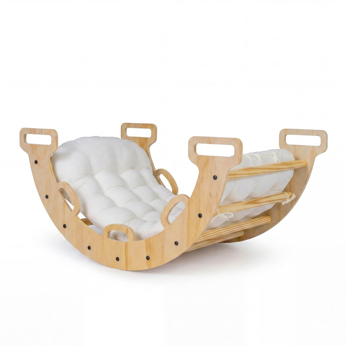 Wooden Rocking Climbing Arch with Cushion Montessori Kids Climber Rocker view 4