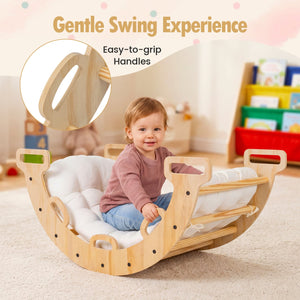 Wooden Rocking Climbing Arch with Cushion Montessori Kids Climber Rocker view 8