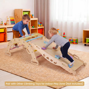 Wooden Rocking Climbing Arch with Cushion 3-in-1 Montessori Kids Climber Rocker-Macaron view 3