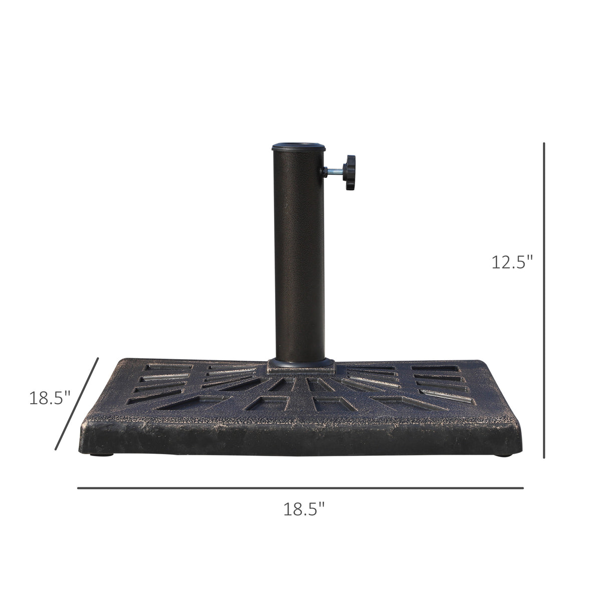 18.5" Square Patio Umbrella Base, Outdoor Resin Parasol Stand Market Umbrella Holder Deck - Bronze