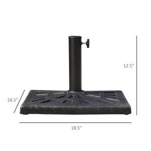 18.5" Square Patio Umbrella Base, Outdoor Resin Parasol Stand Market Umbrella Holder Deck - Bronze