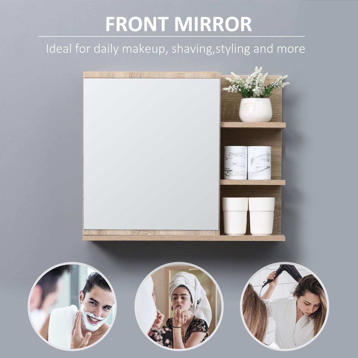 Medicine Cabinet with Mirror, Wall Mounted Bathroom Mirror Cabinet – view 3