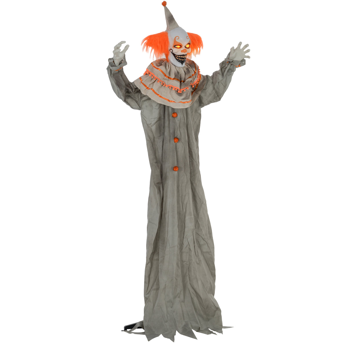 6' Life Size Orange Classic Clown Outdoor Halloween Decoration Animatronic, Sound and Motion Activated w/ Light Up Eyes