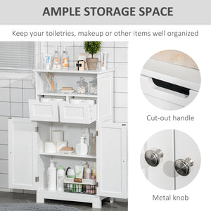 Freestanding Bathroom Cabinet with Adjustable Shelf and Drawers, Small Cabinet for Bathroom, Living Room, White