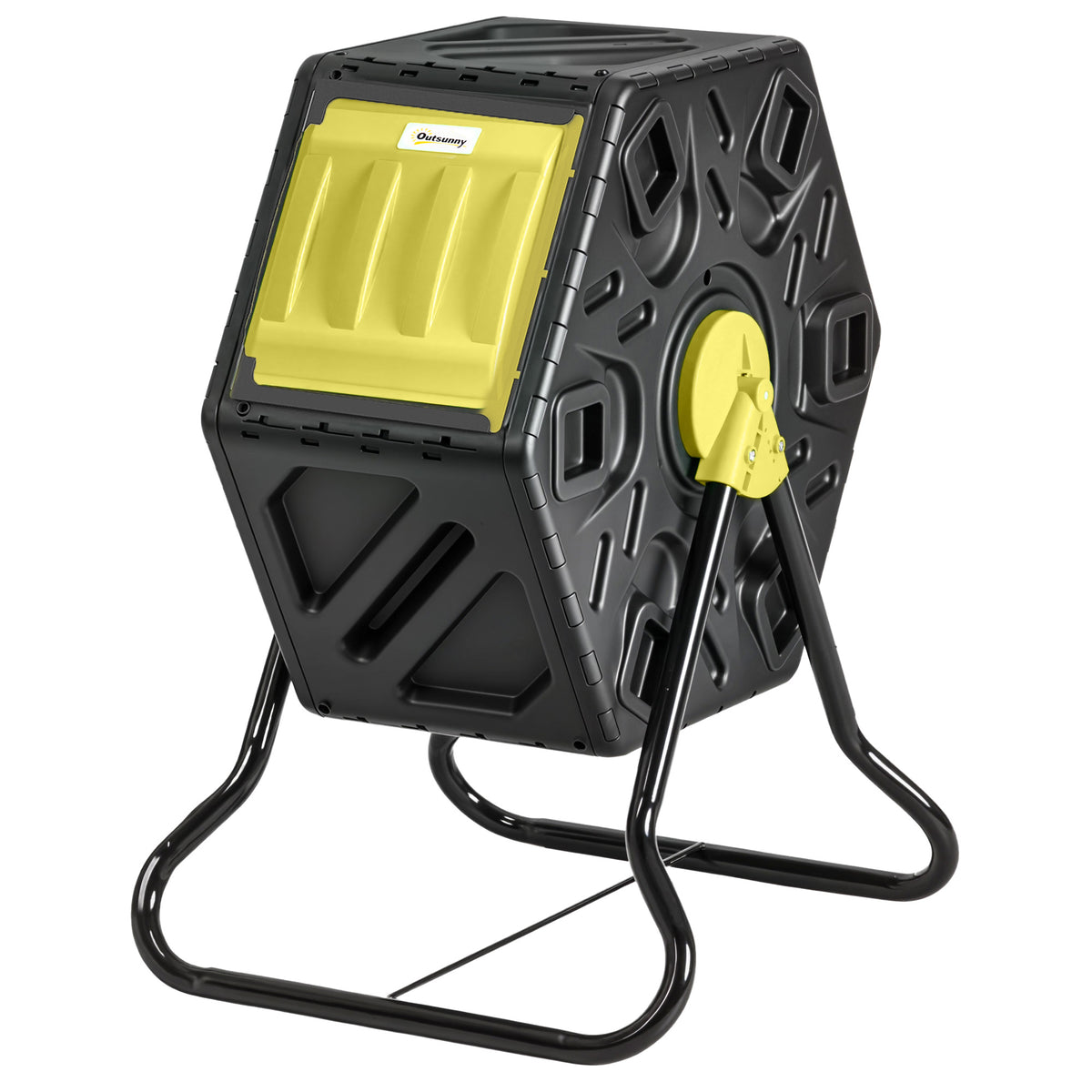 Rotating Composter, Compost Bin with 24 Vents and Steel Legs, 17 Gallon, Green