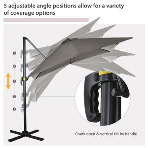 8' x 8' Square Patio Hanging Offset Umbrella with 360° Rotation – view 22