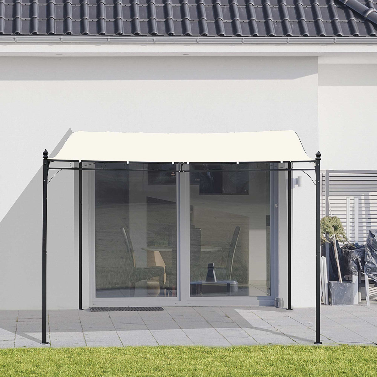 Portable Gazebo 10x10 Steel Patio Outdoor Sun Shelter for Porch, Patio & Yard, Weather-resistan, Cream White