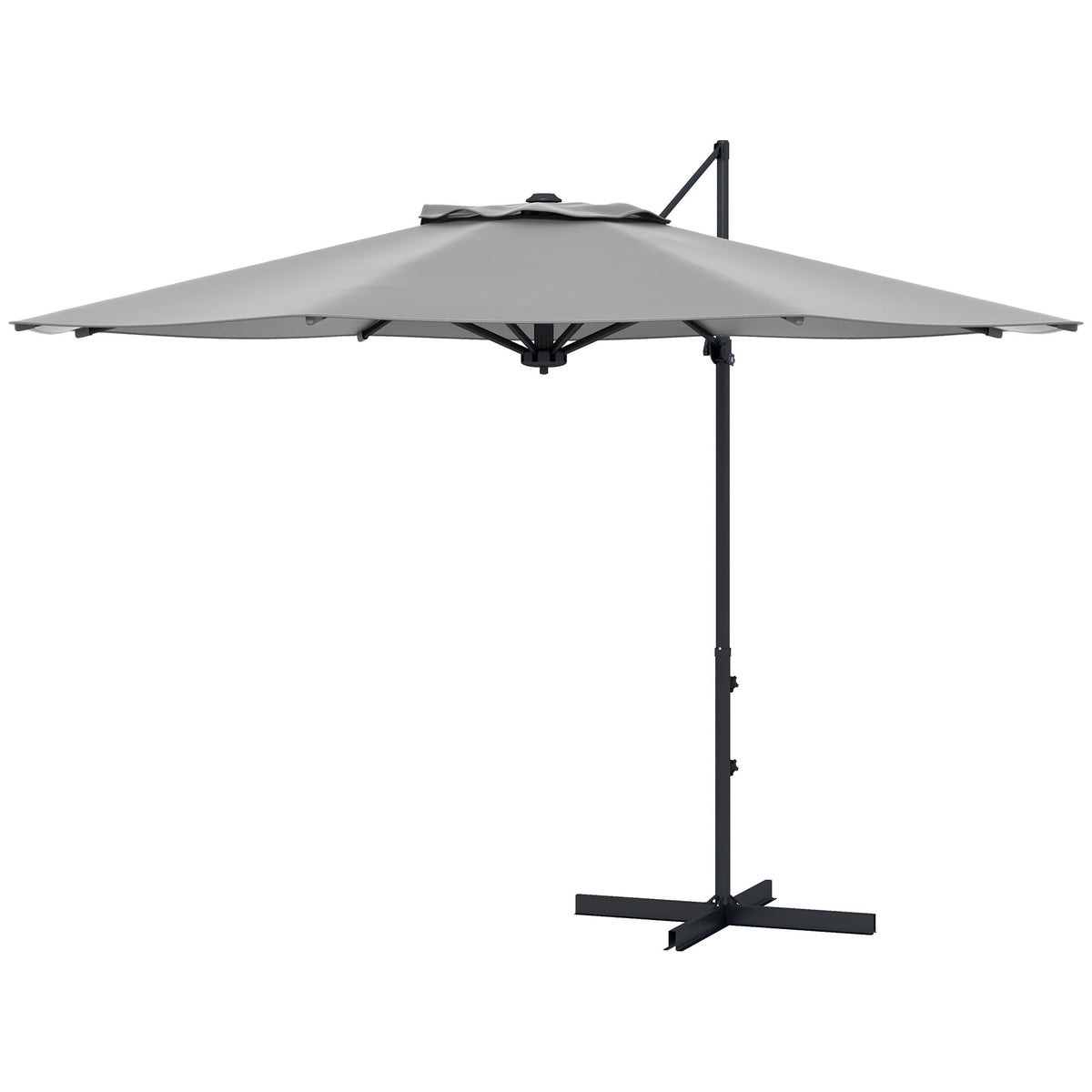 10 FT Cantilever Umbrella, Aluminum Hanging Offset Umbrella with 360°Rotation, Crank, Tilt, Cross Base, Grey