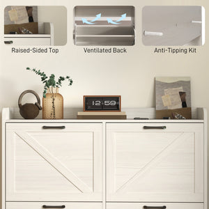 Narrow Shoe Storage Cabinet with 4 Flip Drawers, Adjustable Shelves, 16 Pair Farmhouse Shoe Cabinet – view 13
