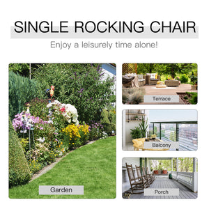 Wooden Porch Rocking Chair Outdoor Patio Rocker Garden Single Leisure Reclining Seat Armchair Natural – view 6