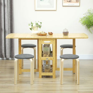 Stackable Wood Stools Set of 4, Stacking Kitchen Stools with Padded Seat for Dining Room, Living Room, Grey