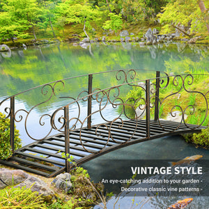 6FT Steel Garden Bridge with Safety Siderails, Decorative Arc Landscaping Bridge for Backyard Creek Stream – view 11