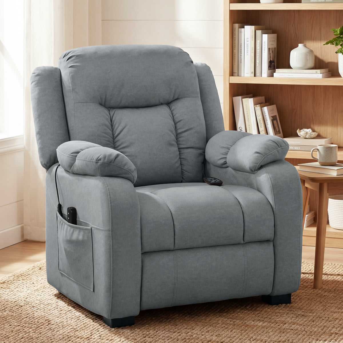 Massage Recliner Chair with Quiet Brushless Motor Pet-Friendly Fabric Power Recliner with 2 Memory – view 21