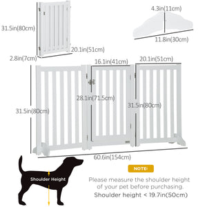 31.5"H Foldable Dog Gate with Door, 3 Panels Freestanding Pet Gate Barriers Indoor with Support Feet – view 4