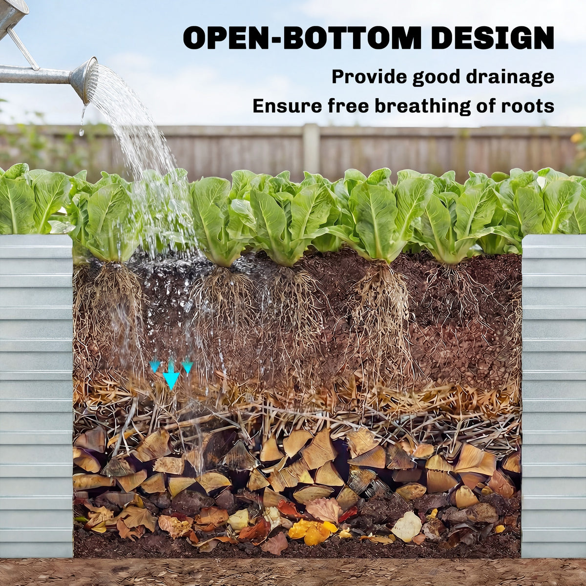 5' x 3' x 2' Raised Garden Bed, Galvanized Planter Box for Growing Flowers, Herbs and Vegetables, Black – view 40