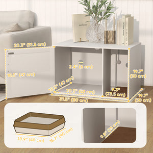 Cat Litter Box Enclosure, Cat Washroom End Side Table with Rattan Door, Scratching Pad, Non-slip Foot Pads – view 9