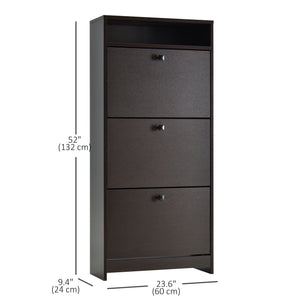 Slim Shoe Storage with 3 Flip Drawers and Adjustable Shelves Shoe Cabinet Organizer for 9 Pair, Coffee