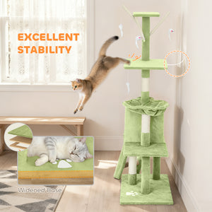 53" Cat Tree Tower, Kitten Activity Centre with Scratching Posts, Condo, Perches, Ladder, Hammock – view 26