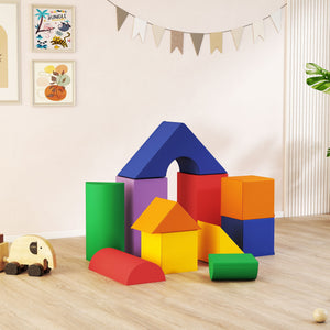 Soozier 11 Piece Soft Play Blocks Kids Climb and Crawl Gym Toy Foam Building Light Colour