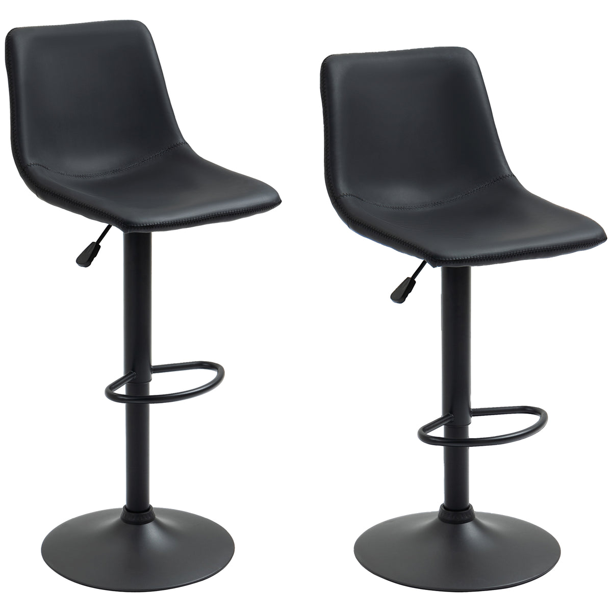 Adjustable Counter Height Bar Stools Set of 2, 360° Swivel Kitchen Counter Stools Dining Chairs with Backs, Vintage Leather, Brown