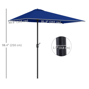 8ft Half Umbrella Outdoor Balcony Parasol Patio Garden Outdoor Window Sun Shade w/ 5 Ribs Beige – view 37