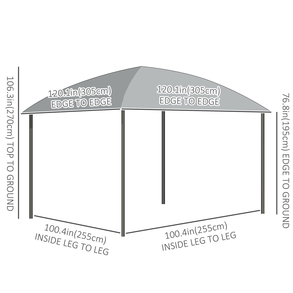 10' x 10' Outdoor Hardtop Gazebo Canopy with UV60+ Polycarbonate Roof, Steel Frame, Central Hook, Curtains – view 9