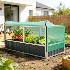 Raised Garden Bed, 5.7 x 3 x 2.3ft Steel Planter Box Outdoor with Cover, Gloves, Dark Grey – view 7